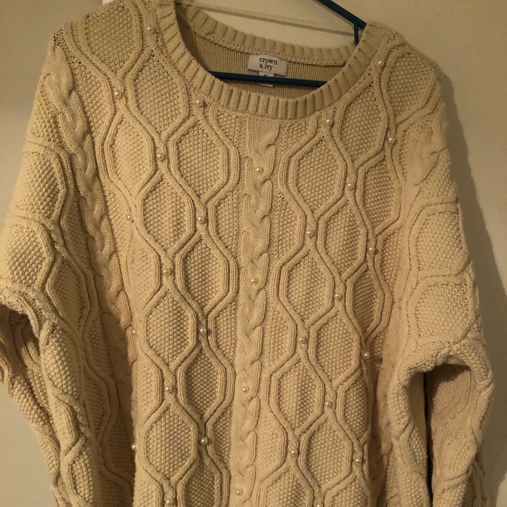 Crown and Ivy Womens sweater with pearls size 2x